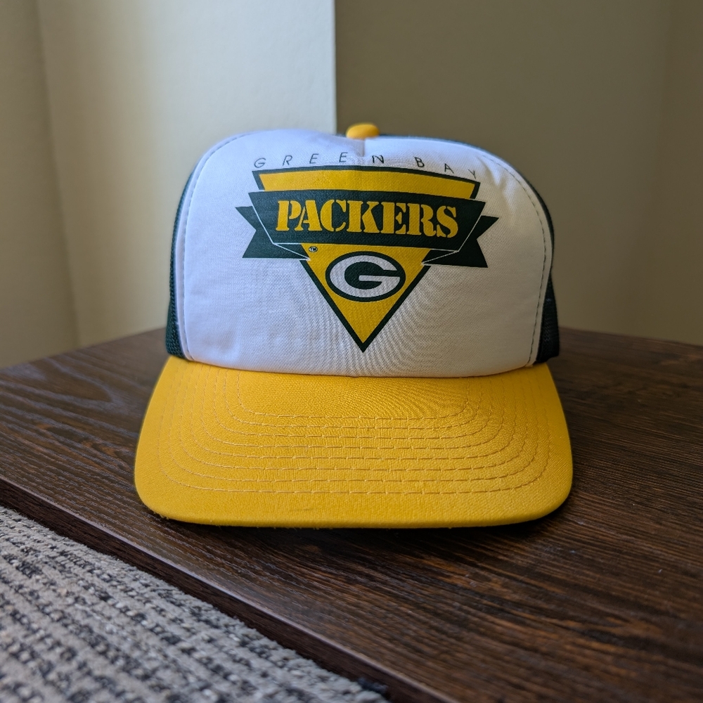 Vintage Green Bay Packers NFL YA Young An Yellow Green Foam Ball Cap Hat